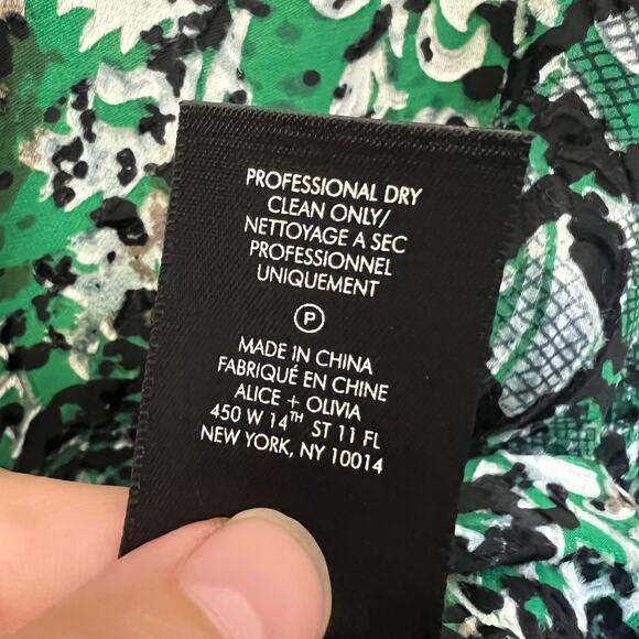 Alice + Olivia Rita Green Black Snakeskin Mini Dress Size 4 - Picture 6 of 6